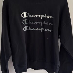 Champion Black Crewneck with Logo